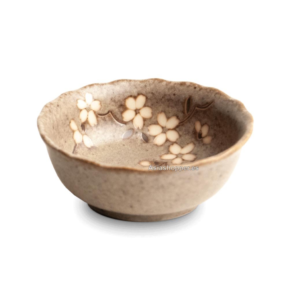 Plato para salsa marrón flores 9Ø x H3.5cm